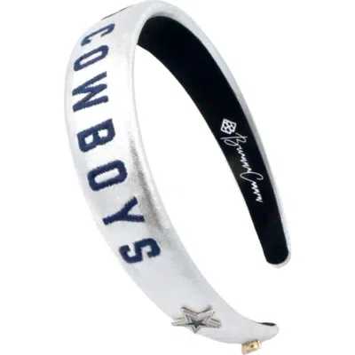 Brianna Cannon Dallas Cowboys Thin Embroidered Headband In Metallic