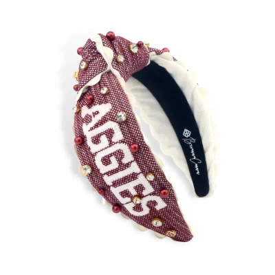 Brianna Cannon Gig'em Aggies Cross Stitch Headband In Maroon/white In Red
