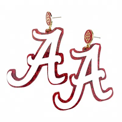 Brianna Cannon Glitter Alabama A Earrings In White/crimson In Red