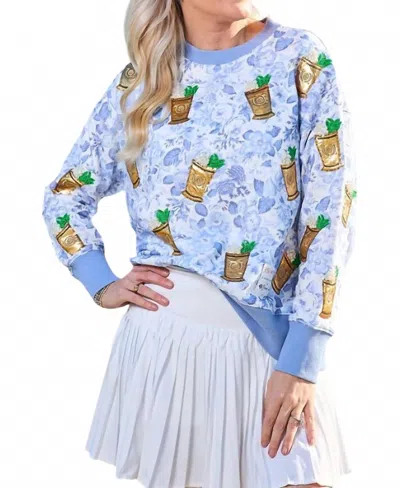 Brianna Cannon Julep Floral Sweatshirt In Mint - Blue In Multi