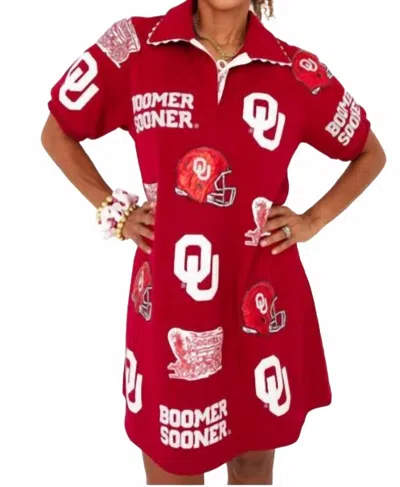 Brianna Cannon Oklahoma Sparkle Patch Dress In Red