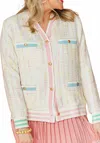 Brianna Cannon Pastel Tweed Cardigan In White In White