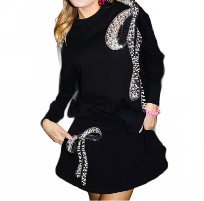 Brianna Cannon Pearl Bow Sweatskort In Black