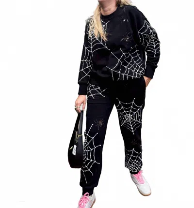 Brianna Cannon Pearl Spiderweb Sweatpants In Black