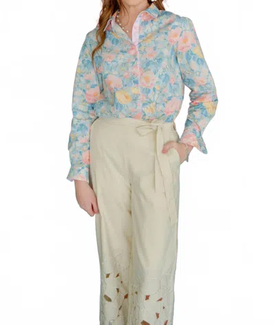 Brianna Cannon Preppy Floral Button Down Shirt In Blue