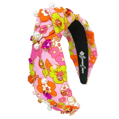 Brianna Cannon Retro Floral Headband In Pink/orange