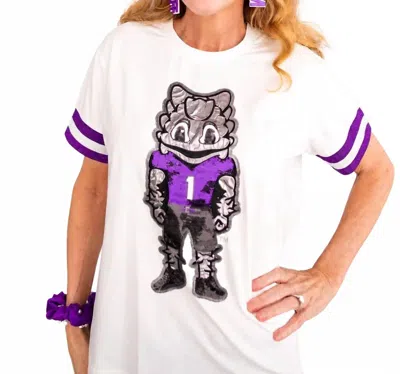 Brianna Cannon Tcu College Shirt In White/ Purple/ Silver