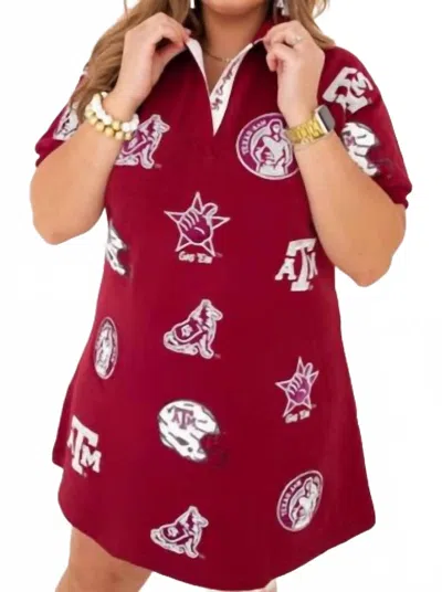 Brianna Cannon Texas A & M Bling Dress In Maroon In Red