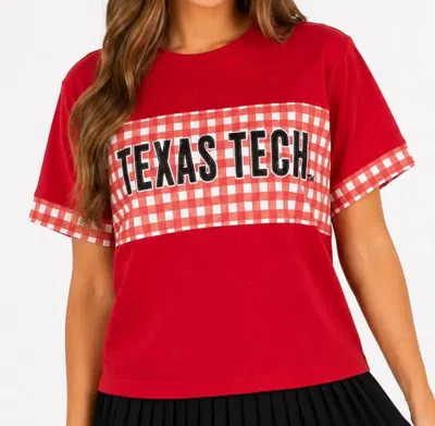 Brianna Cannon Texas Tech Gingham Color Block T-shirt In Red