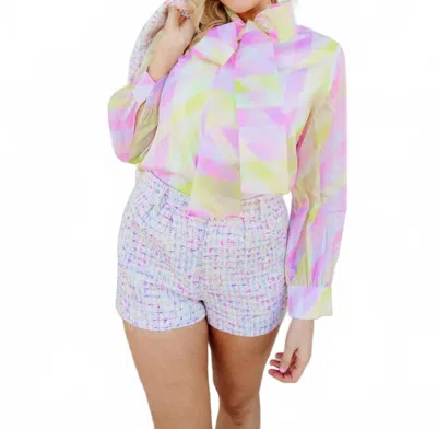 Brianna Cannon Textured Tweed Shorts In White Multi