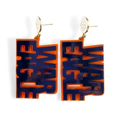 Brianna Cannon War Eagle Earrings In Auburn Navy/orange In Multi