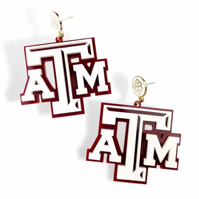 Brianna Cannon Women's Atm Logo Earrings In White/ Maroon In Silver