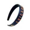 Brianna Cannon Women's Chicago Bears Thin Embroidered Headband In Navy Metallic In Blue