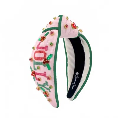 Brianna Cannon Women's Cross Stitch Holly Jolly Headband In Pink/green In Multi
