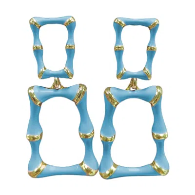 Brianna Cannon Women's Enamel Bamboo Earrings In Powder Blue