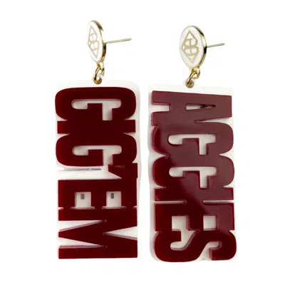 Brianna Cannon Women's Gigem Aggies Earrings In Maroon & White In Burgundy