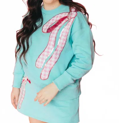 Brianna Cannon Women's Girly Gingham Bow Sweatshirt In Blue