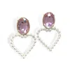 Brianna Cannon Women's Jewel & Pearl Heart Earring In Blush Pink In Multi