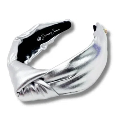 Brianna Cannon Women's Puff Knotted Headband In Silver Metallic
