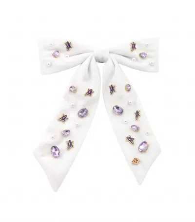 Brianna Cannon Women's Tcu Bow Barrette In White In Multi