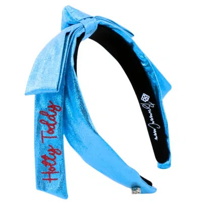 Brianna Cannon Women's Thin Embroidered Ribbon Bow Headband In Powder Blue