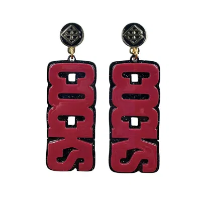Brianna Cannon Women's University Of South Carolina Cocks Earrings In Garnet & Black Glitter In Brown