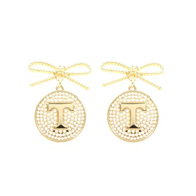 Brianna Cannon Women's University Of Tennessee Logo Pearl Medallion Earrings In Gold