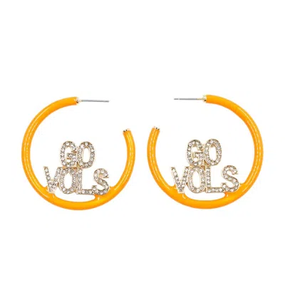 Brianna Cannon Women's University Of Tennessee Pave Hoop Earrings In Orange