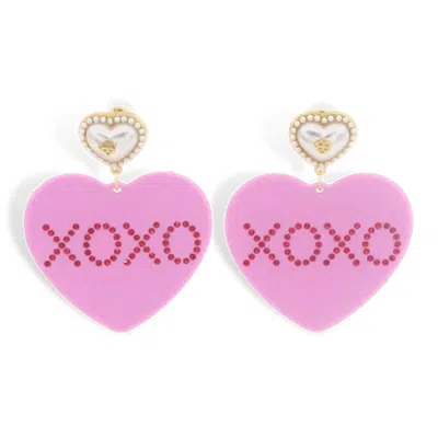 Brianna Cannon Xoxo Heart Earrings In Pink