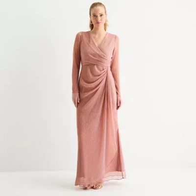 Brianna Milay Womens Long Sleeve Evening Gown In Multi