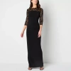 Brianna Milay Womens Sequin 3/4 Sleeve Evening Gown In Black
