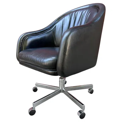 Pre-owned Brickel Associates Leather Office Chair By Ward Bennett For Bricket Associates In Black