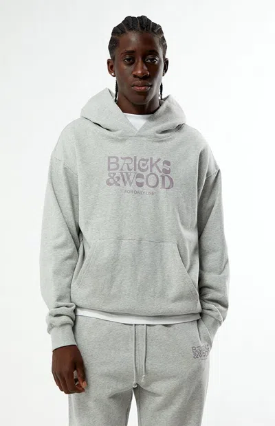 Bricks & Wood Men's For Daily Use Core Logo Hoodie In Heather Grey In Gray