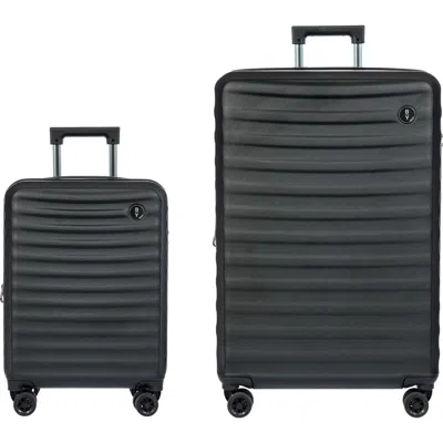 Bric's Nausicaa 2 Piece Set 21" Carry On Spinner & 30" Checked Spinner In Black