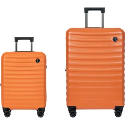 Bric's Nausicaa 2 Piece Set 21" Carry On Spinner & 30" Checked Spinner In Orange