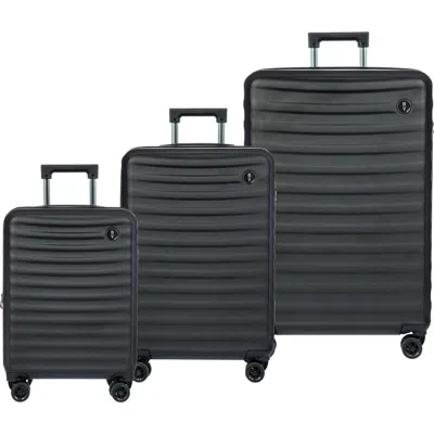 Bric's Nausicaa 3 Piece Set 21" Carry On & 27" Checked & 30" Checked Expandable Spinners In Black