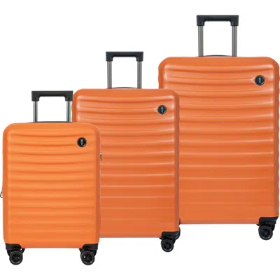 Bric's Nausicaa 3 Piece Set 21" Carry On & 27" Checked & 30" Checked Expandable Spinners In Orange