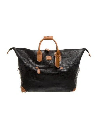 Pre-owned Bric's Embossed Leather Tote Bag In Black
