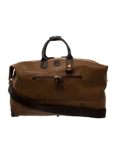 Pre-owned Bric's Embossed Leather Weekender Bag In Brown