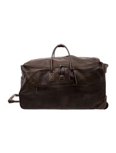 Pre-owned Bric's Embossed Leather Weekender Bag In Brown
