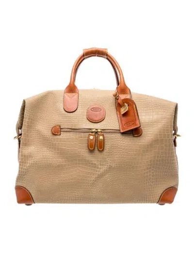 Pre-owned Bric's Embossed Leather Weekender Bag In Brown