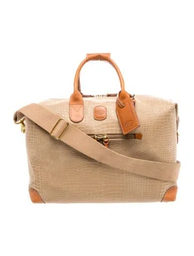 Pre-owned Bric's Embossed Leather Weekender Bag In Neutrals