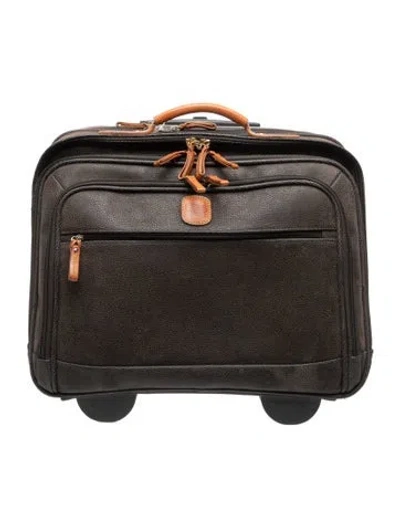 Pre-owned Bric's Leather Carry On Suit Case In Green