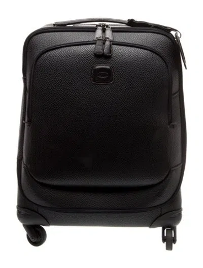 Pre-owned Bric's Leather Rolling Suitcase In Black