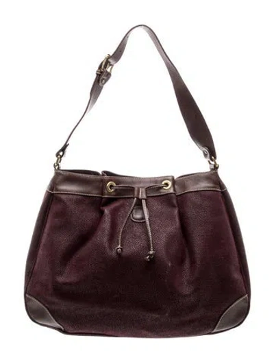 Pre-owned Bric's Leather Shoulder Bag In Burgundy