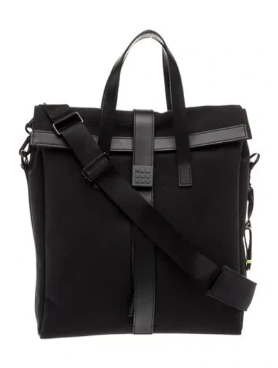 Pre-owned Bric's Moleskine Roll-top Tote Messenger Bag In Black