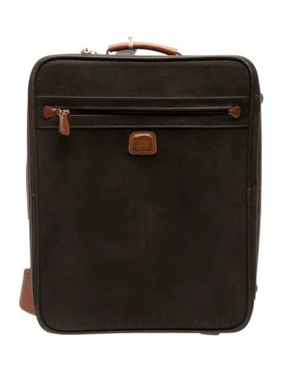 Pre-owned Bric's Suede 4 Wheel Carry On Suitcase In Brown
