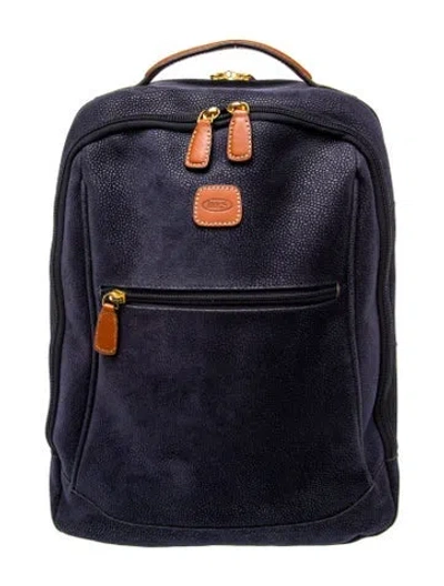 Pre-owned Bric's Suede Backpack In Blue
