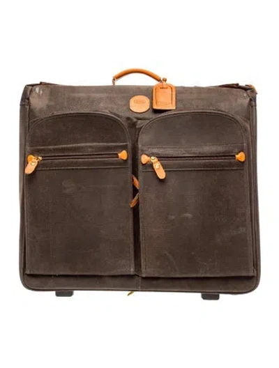 Pre-owned Bric's Suede Dual Wheeled Suitcase In Green