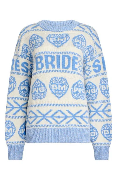 Bridemerch Après Bride Fair Isle Sweater In Blue